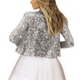 thumbnail image 4 of UAYOTSE Women’s Fringe New Years Eve Sequin Jacket Coat Long Sleeve Disco Theme Concert Rave Tassel Bomber Jackets,Silver XXL, 4 of 7