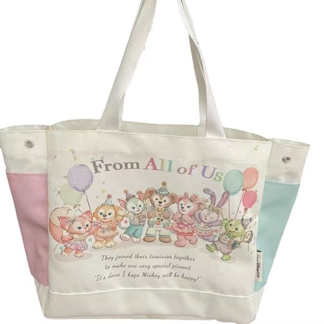 Bolso de lona de gran capacidad LinaBell/StellaLou con estampado de dibujos animados para niñas, bolso de hombro fresco y versátil para mejores amigas, regalo de vacaciones