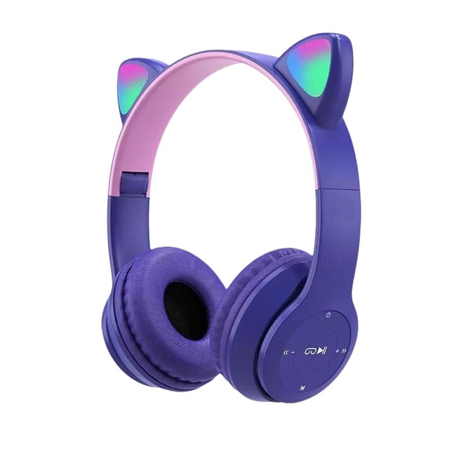 etooth Headones Over Ear, Cat Ear Luminous etooth Headset, Cute Cat Ear etooth Headones with Built-in Mic, Foldable Wirel Headset, for Home Office Cellone