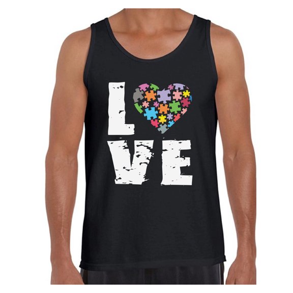 Awkward Styles Men's Love Puzzles Autism Awareness Graphic Tank Tops Autistic Support