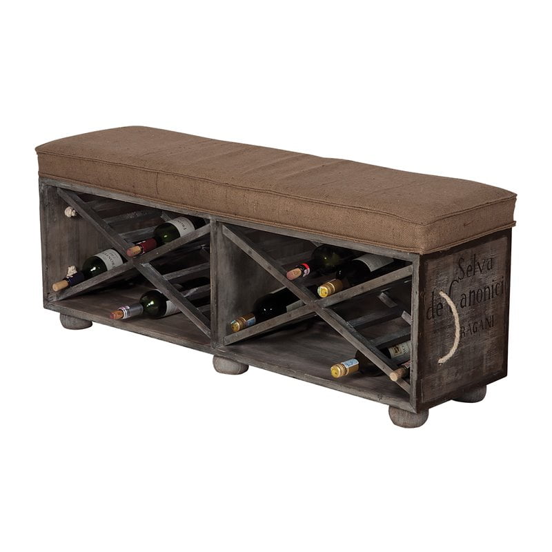 GuildMaster Wine Rack Kitchen Bench in Gray