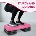thumbnail image 3 of Signature Fitness Adjustable Aerobic Step Platform with 4 Risers, Non-Slip Stepper for Home Gym Workouts – 16", 28", 43", Pink/Blue/Gray, 3 of 5