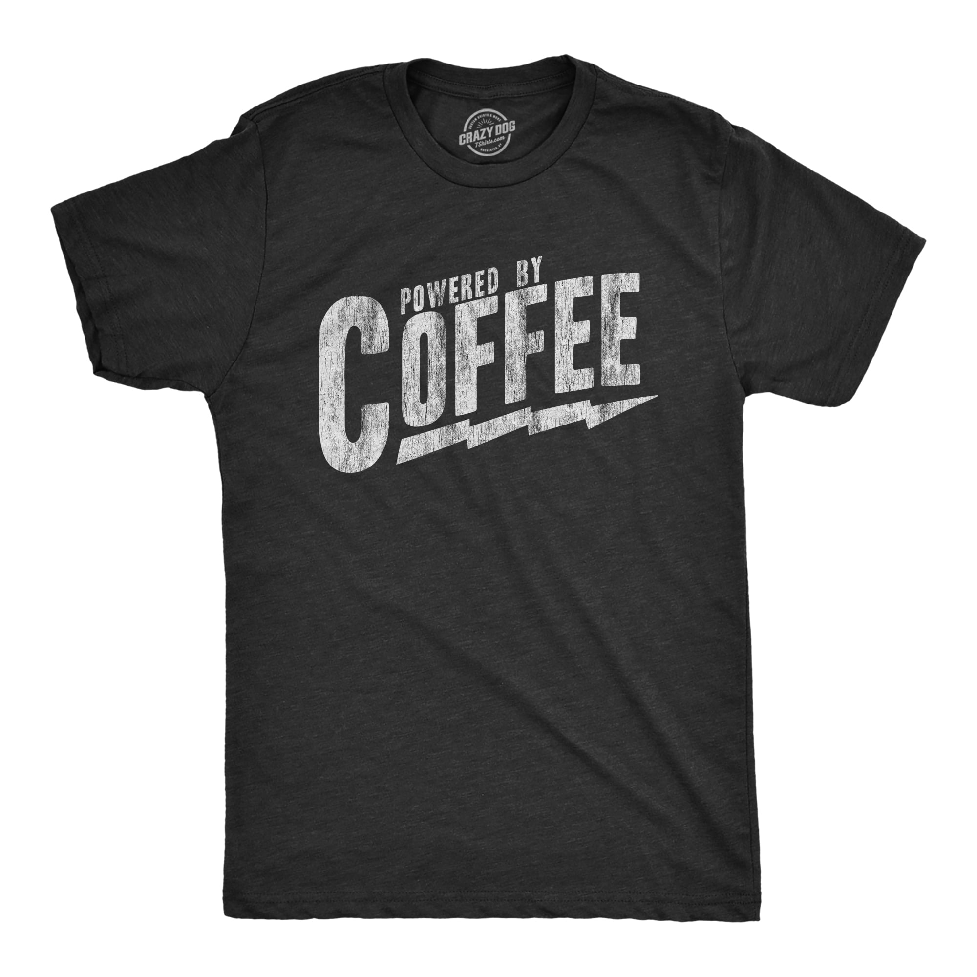 Mens Powered By Coffee T Shirt Funny Sarcastic Cool Saying Vintage