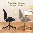thumbnail image 4 of Furniliving Chenille Vanity Chair, Armless Swivel Office Chair with Wheels, Thick Cushion for Bedroom Home Office, Black, 4 of 9