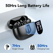 Wireless Earbuds, Bluetooth Headphones 5.4, Bass Boost 85%, 50Hrs Playtime Bluetooth Earbuds with 4 ENC Call Noise Cancelling Mics, IP7 Waterproof Sports Ear buds for Android iOS Black