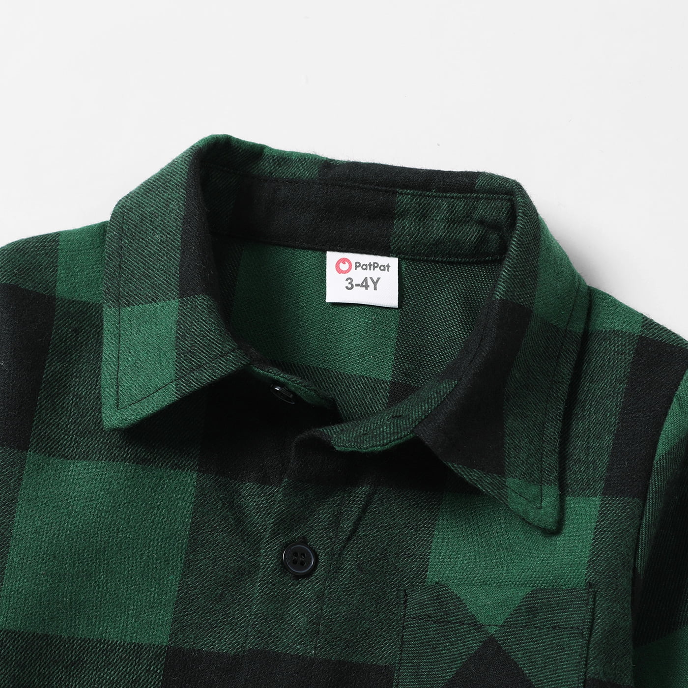 Family Matching 100% Cotton Dark Green Surplice Neck Self Tie Short-sleeve Dresses and Long-sleeve Plaid Shirts Sets