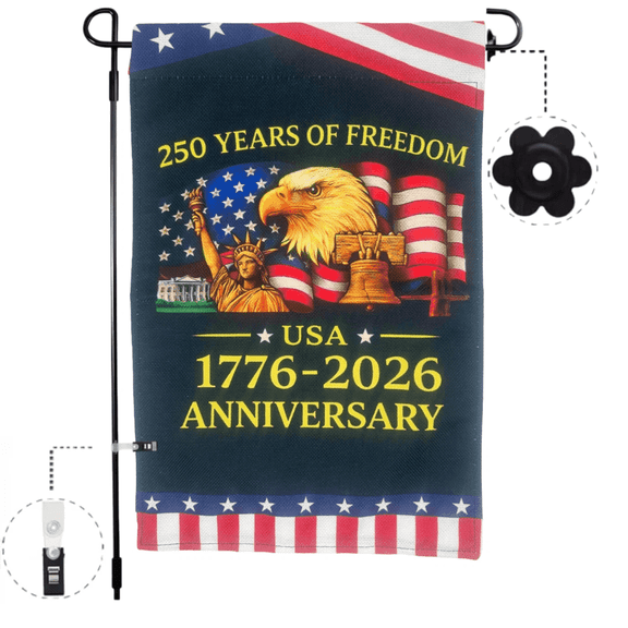 250 Anniversary Flag 250 Years of Freedom Flag 1776-2026 Patriotic Flags Outdoor Lawn Garden Decor Doubleside Linen