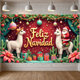 thumbnail image 5 of Colorful Ornaments Christmas Banner Golden Stars Holiday Display Gift Boxes Cactus Decor Navidad Backdrop for Christmas Party Indoor Celebration Xmas Gathering, 5 of 9