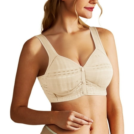 Hfolob Womens Seamless Bras Wireless Front Closure Thin Adjustable Back Supportive Tank Top Push Up Everyday Bra