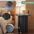 thumbnail image 5 of Round Fluted End Table, 17.7'' Mid Century Modern Side Table, Circle Bedside Tables Drink Table Wood Nightstand for Small Spaces, Living Room, 5 of 10