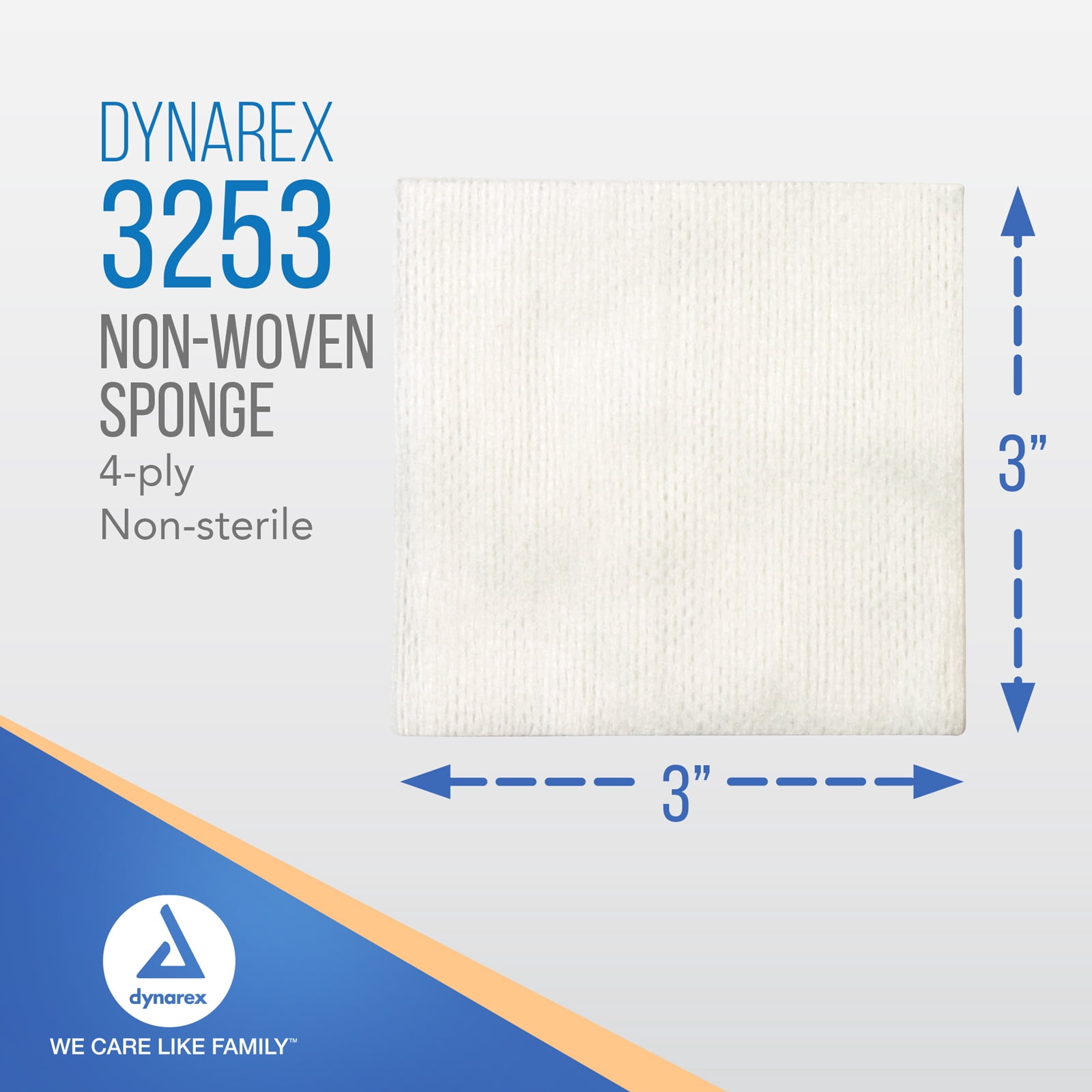 Dynarex Non-Woven Sponges, Non-Sterile Gauze Sponges, for Cleansing, Prepping and Dressing, 3" x 3", 4 Ply, 1 Case of 4000 (20 Boxes of 200)