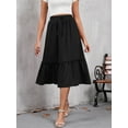 thumbnail image 4 of HOWCOME Womens Tiered MIdi Skirts with Pockets Flowy Elastic Waist Skirt for Bleach Fashion 2025 Black, M, 4 of 6