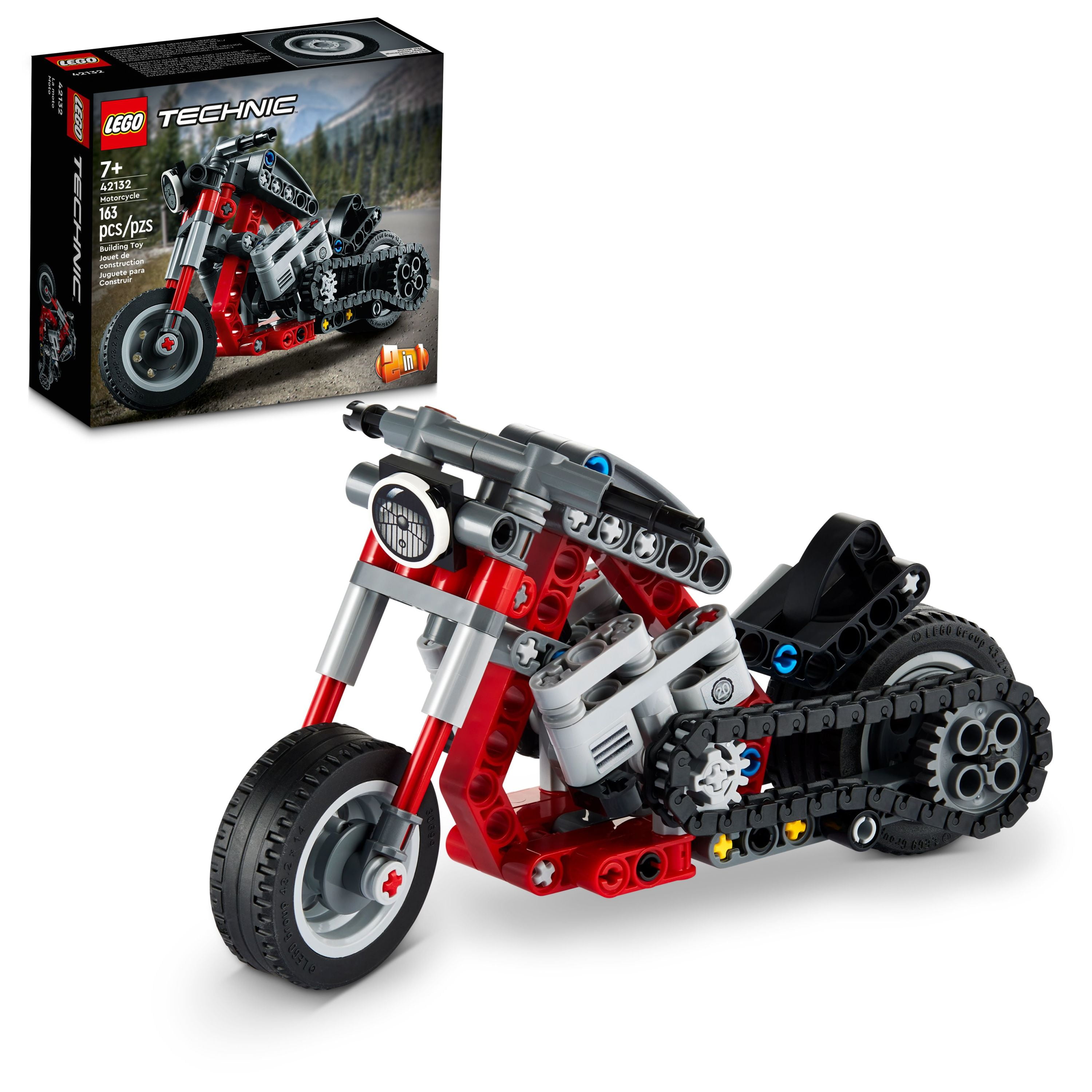LEGO Technic Motorcycle to Adventure Bike 2 in 1 Model Building Set 42132, Motorcycle Toy, Construction Toys Birthday Gift for Kids, Boys and Girls