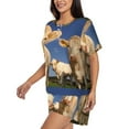 thumbnail image 2 of Rateoe Cows Cattles Pattern Women's Short-Sleeved Pajama Set - 2 Piece Soft and Lightweight Sleepwear Set-Large, 2 of 7