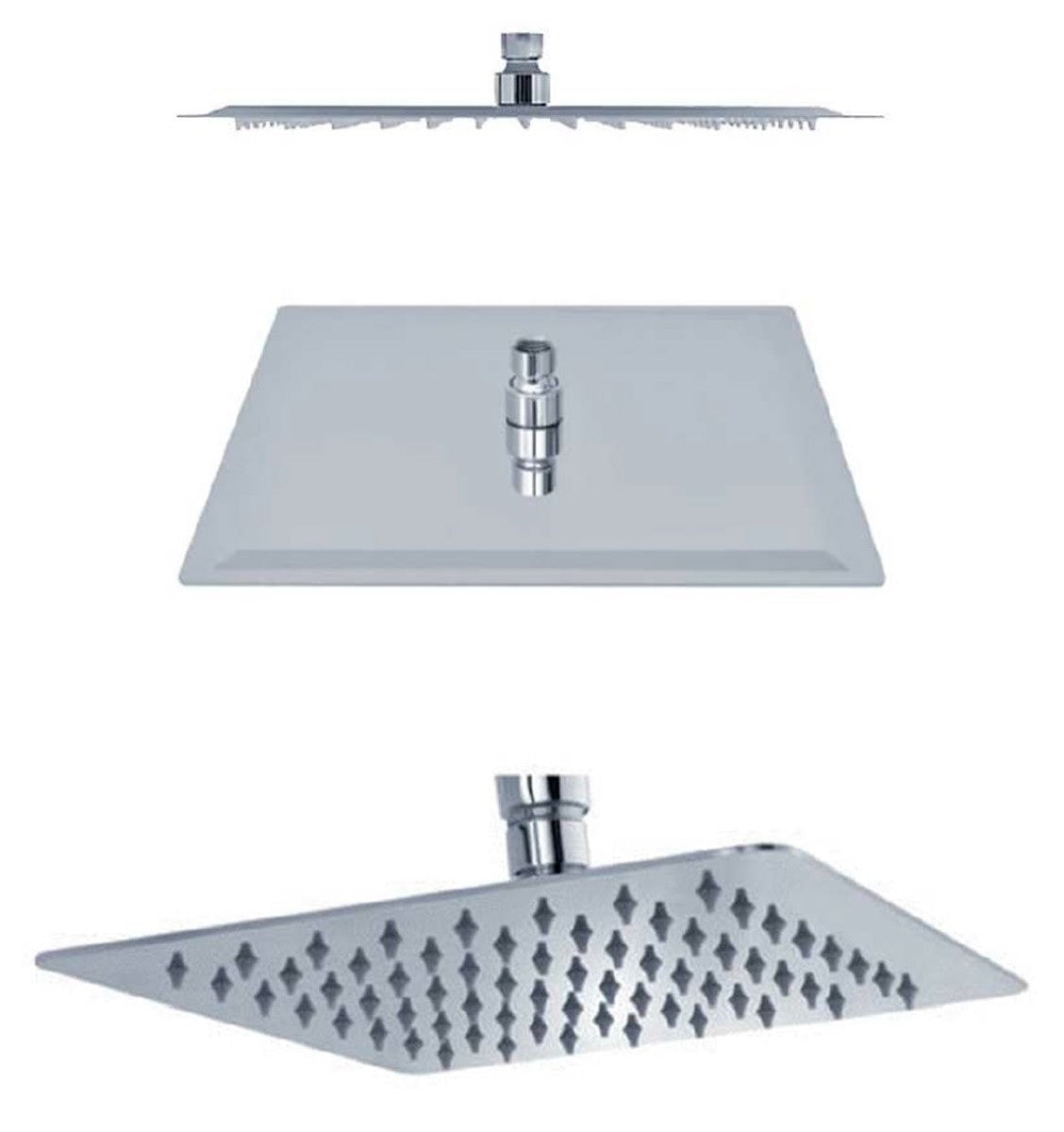 Sofia 10", 12", 16" Square Ultra Thin Rain Shower Head, Polished chrome.