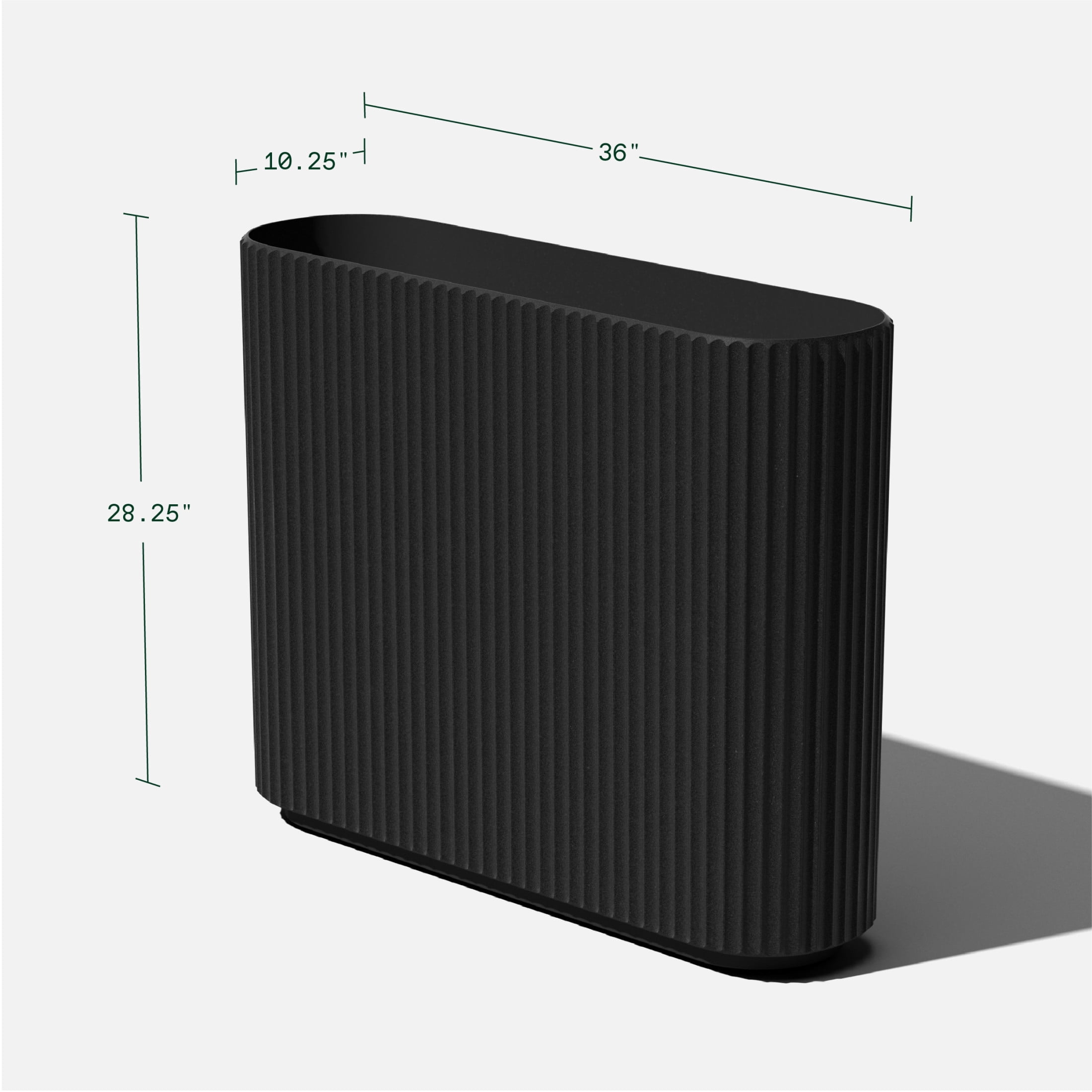 Veradek Demi Series Span 36" Plastic-Stone Planter - (Black)