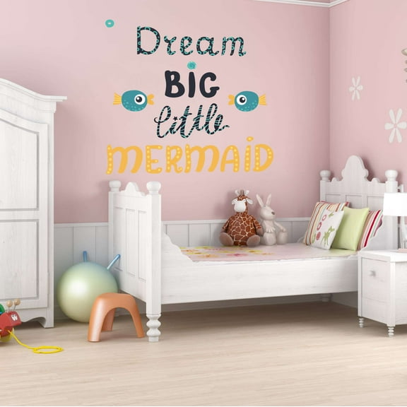 Mermaid Dream Treasure Chest Gold Coins Neckles Fish Dream Big Little Octopus Statfish Princess Queen Sweet Dreams Bedtime Unicorn Lovely Holiday Decorating Wall Decal Sticker - Size: 40 In X 36 In
