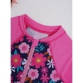 thumbnail image 6 of JanJean Kids Girls One Piece Swimsuits Prints Long Sleeve Bathing Suit Rash Guard Beach Swimwear Rose Red 4, 6 of 7