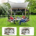 thumbnail image 5 of COBIZI 12'x12 Pop Up Gazebo 6-Sided Screen House Tent for Camping, Outdoor Instant Stargazing Gazebo Canopy with Awning 2.0, Portable Hub Tent with Netting, Screen Tent for Outdoor, Backyard, Khaki, 5 of 13