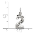 thumbnail image 3 of Sterling Silver Rhodium-plated Diamond-cut #2 Charm QSN02, 3 of 4