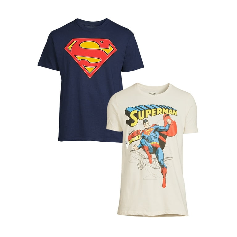 DC Comics Superman Men's & Big Men's Graphic Tee Shirst, 2-Pack, S-3XL