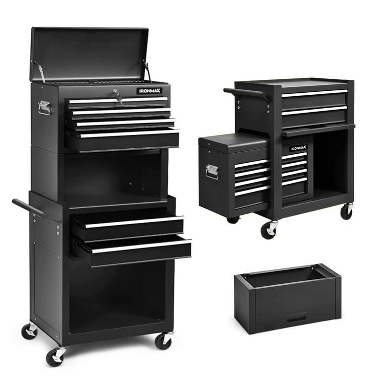 Aukfa Tool Box, 3 in 1 Steel Rolling Tool Chest w/ 6-Drawers