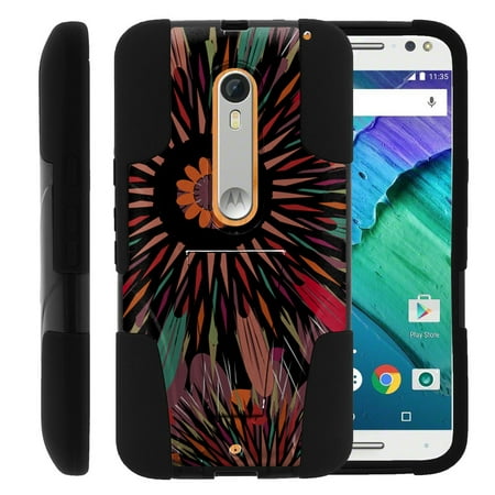 Motorola Moto X Style and Moto X Pure XT1575 STRIKE IMPACT Dual Layer Shock Absorbing Case with Built-In Kickstand - Modern Tribal