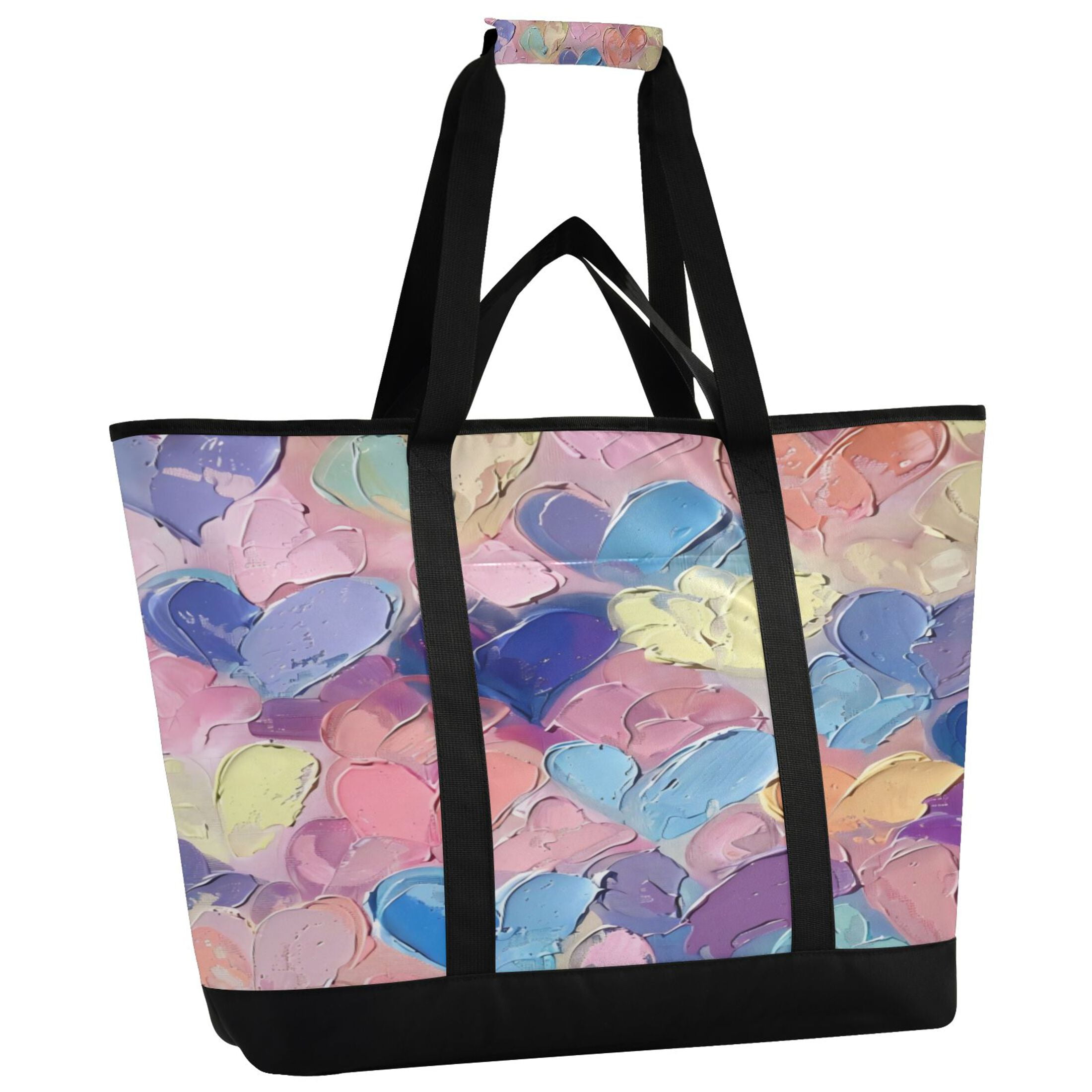 Large Hand-held Ice Pack Picnic Bag Insulation and Refrigeration Suitable for Shopping Picnics and Camping Pink Heart