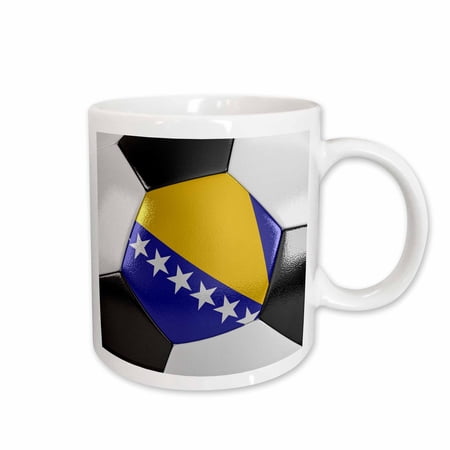 3drose, Bosnia and Herzegovina Soccer Ball, 15oz Mug