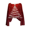 thumbnail image 5 of Elvqul Blouses for Women Knit Long Sleeve T Shirts Party Christmas Crewneck Funny Pullover Juniors Tops Red, 5 of 5