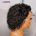 thumbnail image 3 of Lumiere Hai 99J Burgundy Honey Blonde 350 Colored Short Curly Pixie Cut Lace Wig Pre plucked Bob Wig 13x2 Lace Front Curly Human Hair Wigs, 3 of 10