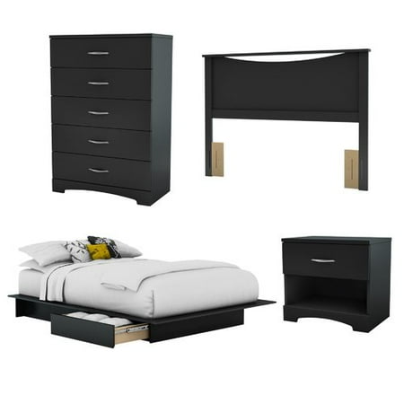 Deluxe Full Bedroom Package - South Shore Step One Full Bed Set