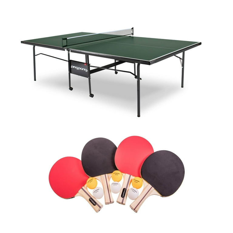 Ping Pong Fury Regulation Size Tennis Table w/ 4 Rackets and 6 Ping Pong  Balls 