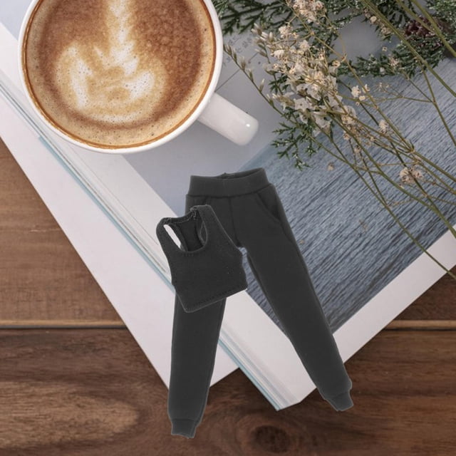 2 chalecos y pantalones 1:12, ropa de muñeca hecha a mano, disfraz de ropa en miniatura para figuras de acción de 6 pulgadas, accesorio de vestir mode Negro Hugo Figura chaleco
