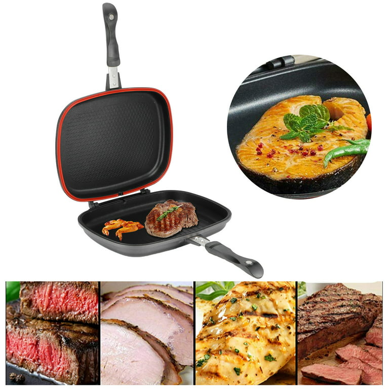 Grill Pan, Portable Pan, Durable Double-Sided Pressure Energy Saving For  Kitchen BBQ Home Restaurant