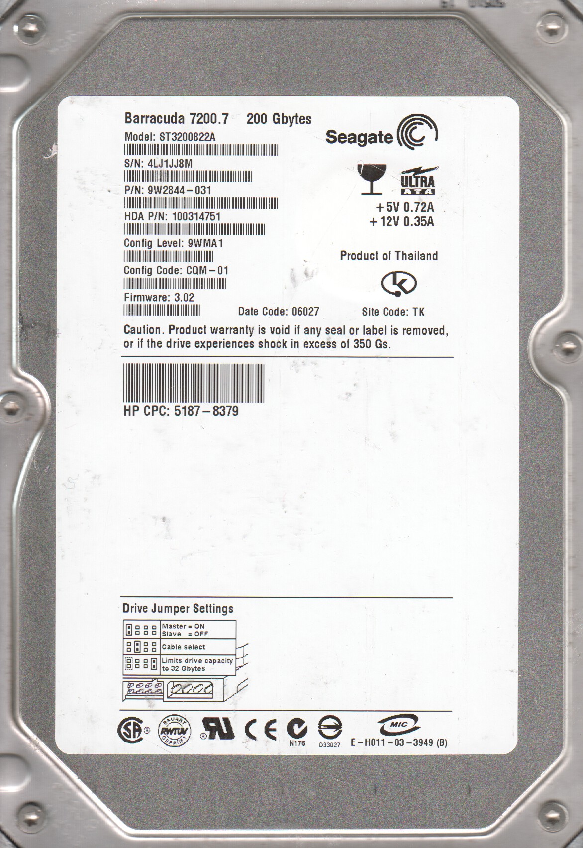 Seagate ST500LT032 P/N: 1E9142-033 F/W: 0003SDM1 500GB WU