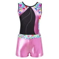 thumbnail image 3 of ZDHoor Kids Girls Sleeveless Patchwork Printed Leotard with Bike Shorts for Dance Gymnastics Training Heart 5-6, 3 of 5
