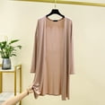 thumbnail image 2 of Lightweight Cardigan for Women Long Sleeve Open Front Cover Up Soft Loose Knit Sweater Casual Loungewear Mid Long Length Khaki XL, 2 of 3