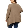 thumbnail image 3 of Agnes Orinda Plus Size Sweater Cardigan for Women Open Front Irregular Hem Long Sleeve 2X Dark Khaki, 3 of 6