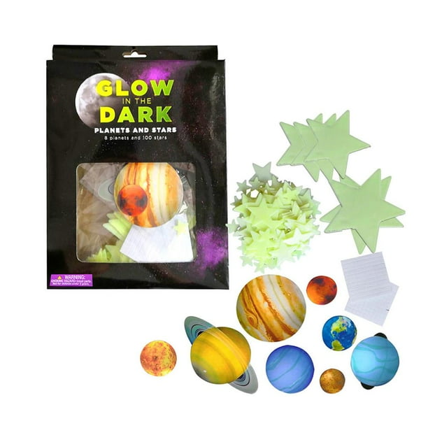 Pegatinas De Pared Brillantes En Caja, Tarjeta De Planeta Luminosa, 100 Uds., Estrellas Fluorescentes, Decoración De Habitación De Niños, Poste De Pared Luminoso Estéreo Sweethay HA020918-00