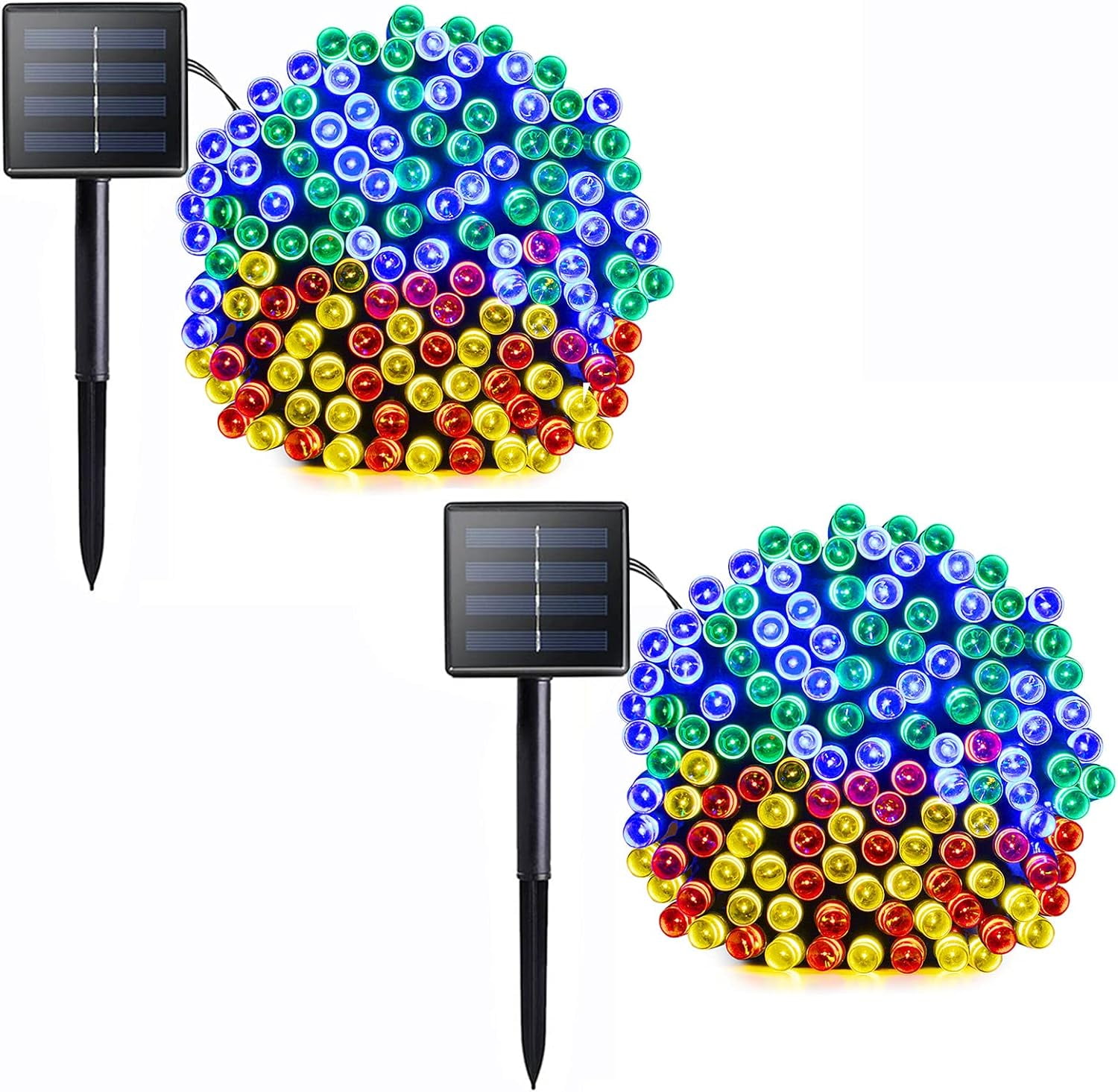 Pack of 2 64 ft 200 LED Multi Color Outdoor Solar String lights for Garden Wedding Party Lamps
