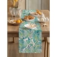 thumbnail image 3 of Summer Marine Life Table Runner, Watercolor Turquoise Graffiti Starfish Conch Coral Cotton Linen Kitchen Table Decoration Washable Dining Tabletop Runners for Home Party Decor 18x72 Inches, 3 of 9