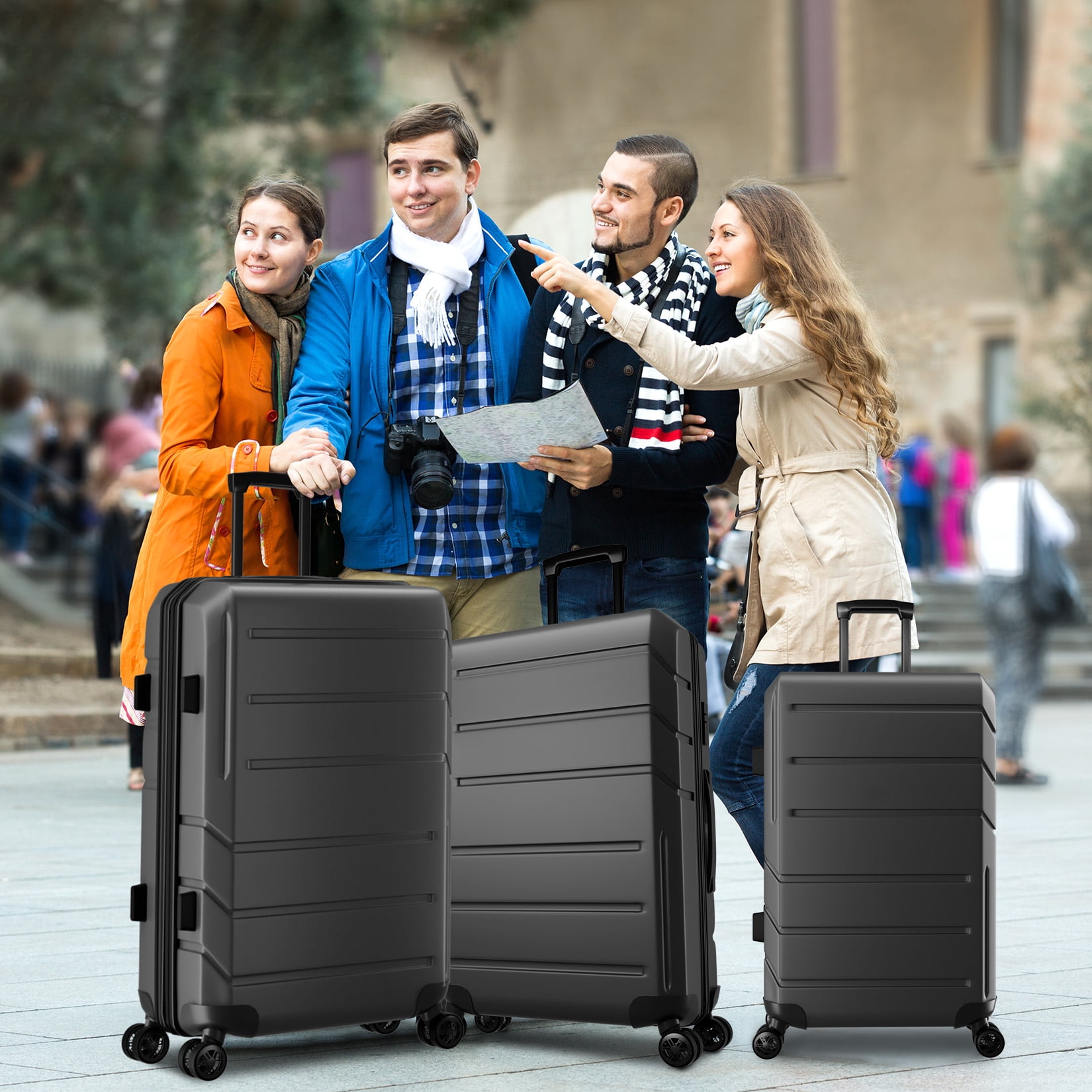 COBIZI 3 Piece Luggage Sets Hardshell Hardside TSA Lock Lightweight Durable Spinner Wheels Suitcase