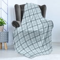 thumbnail image 4 of Blue Soft Flannel Fleece Throw Blanket, Square Patterns with Wavy Lines Spring Picnic Inspired Image, Cozy Plush for Indoor and Outdoor Use, 60" x 80", Almond Green Slate Blue, by Ambesonne, 4 of 5