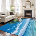 thumbnail image 2 of Summer Beach Landscape Area&nbsp;Rug 8x10ft Coastal Ocean Palm Tree Blue Cloud Sky Wave Non-Slip&nbsp;Washable Square&nbsp;Rugs Soft Felt Indoor Floor Mat for Bedroom Kitchen Living Room Bathroom, 2 of 9
