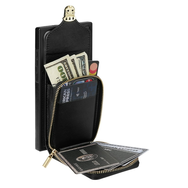 Feishell Crossbody Wallet Case for Samsung Galaxy Note 20 Ultra with Detachable Shoulder Strap Premium PU Leather Metal Snap Zipper Pocket Credit Card Holder Stand Phone Case for Women Men Black Walma...