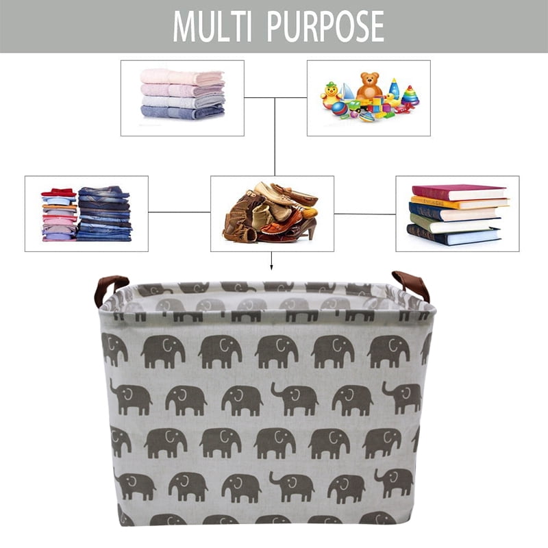 Rectangular Storage Basket - Large Sized Storage Baskets with Handle, Collapsible & Convenient Home Organizer Containers for Kids Toys, Baby Clothing ( )