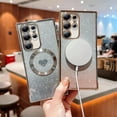 thumbnail image 5 of Magnetic Case for Samsung Galaxy S23 Ultra Luxury Plating Bling Gradient Glitter Cute Heart Cover Compatible with MagSafe Soft Clear Shockproof Protective Case for S23 Ultra 5g 6.8" (Silver), 5 of 11