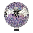 thumbnail image 3 of Alpine Corporation 10" Glass Mosaic Floral Gazing Globe, Purple/Silver, 3 of 12
