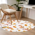 thumbnail image 4 of Orange Leaves Fall Round Area Rug 3Ft Washable Small Circle Rugs for Kitchen Entryway, Branches Birds Pine Cones Non-Slip Carpet Floor Mats Indoor Outdoor Carpet Runner Aesthetic Home Decor, 4 of 8
